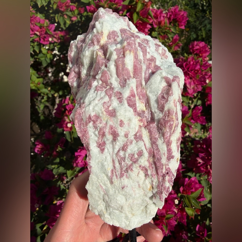 Pink Tourmaline in Quartz on Stand - Picture 3 of 9